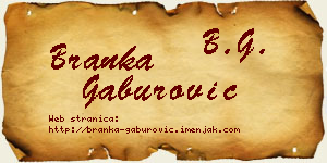 Branka Gaburović vizit kartica